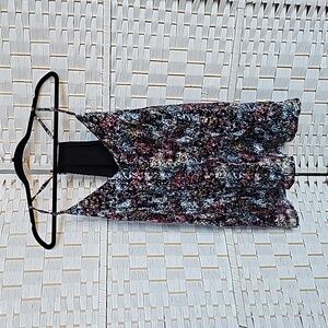 Racerback Dress Tank Shell - L Black Multi